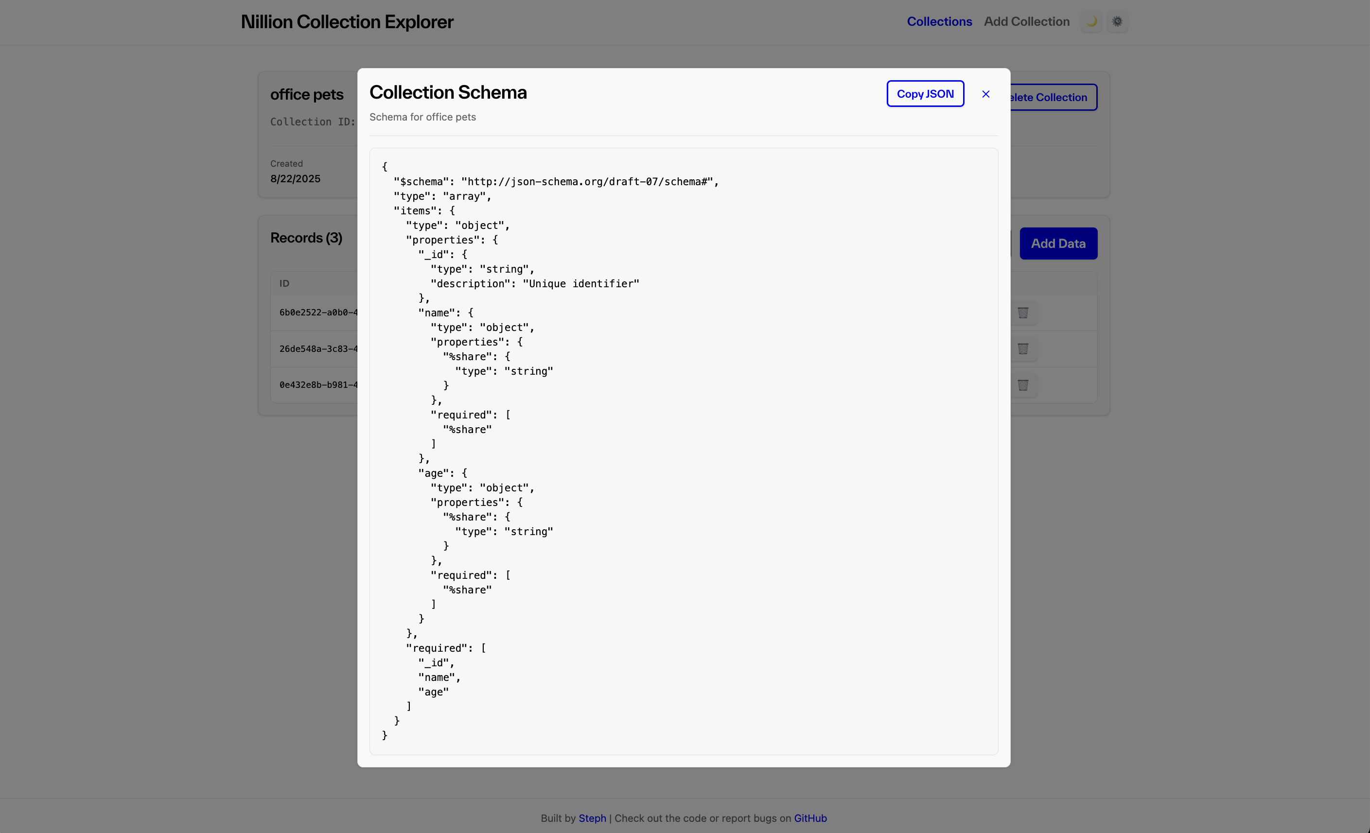 View Collection Schema
